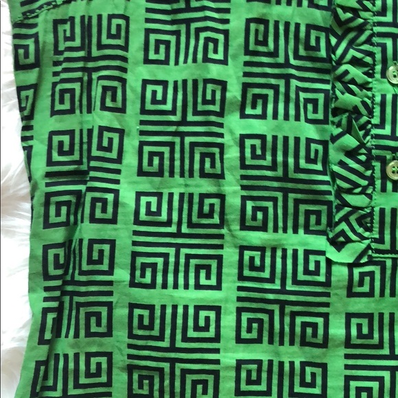 Tory Burch Ruffle Geometric Pattern Sleeveless Top - Picture 5 of 6